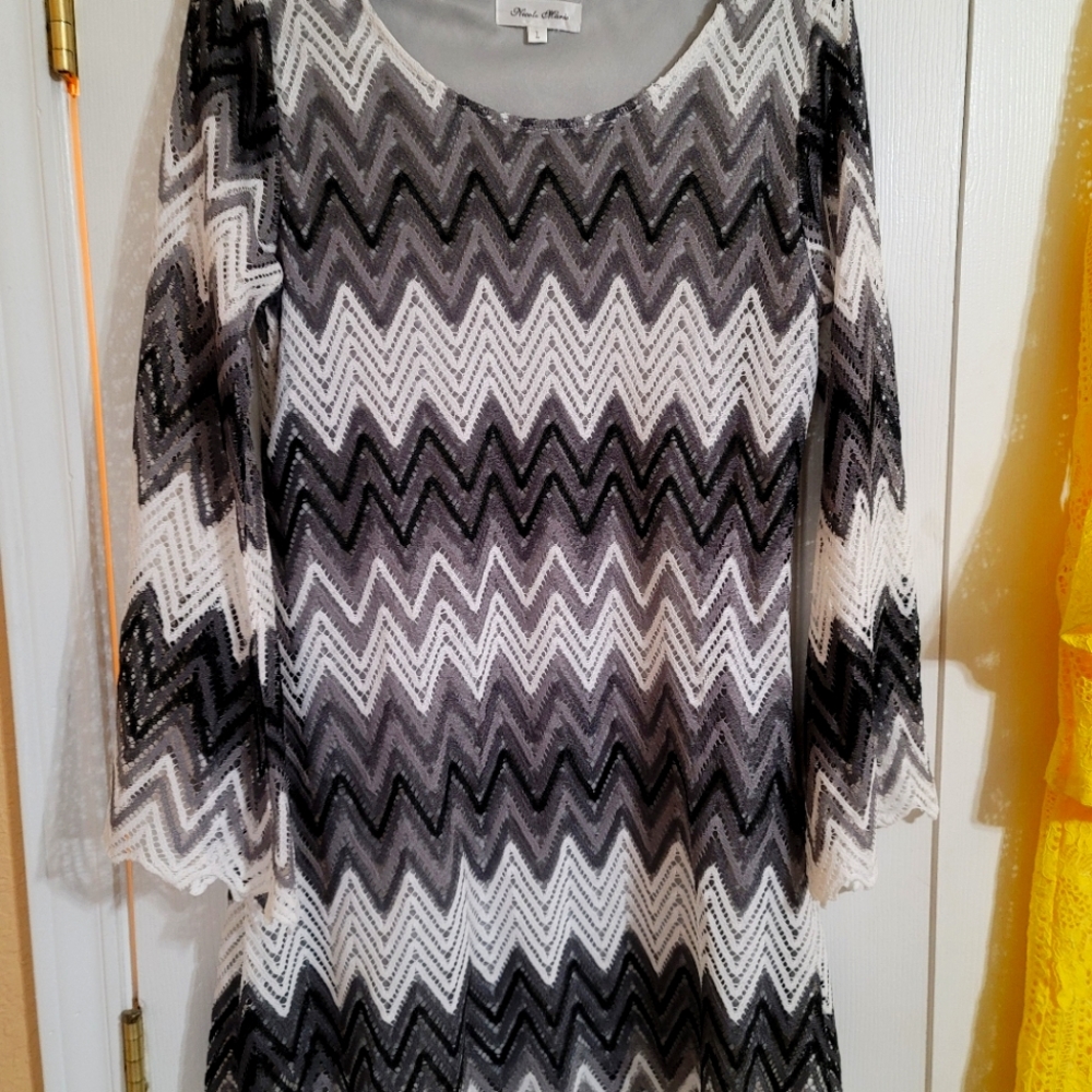 Black and white chevron dress